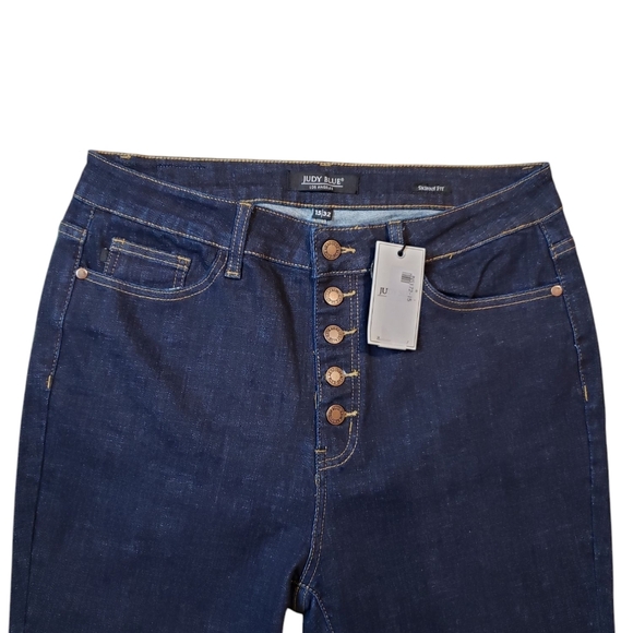 Judy Blue Dark Wash Skinny Fit Button Fly Jeans 15/32 NWT - Picture 5 of 7